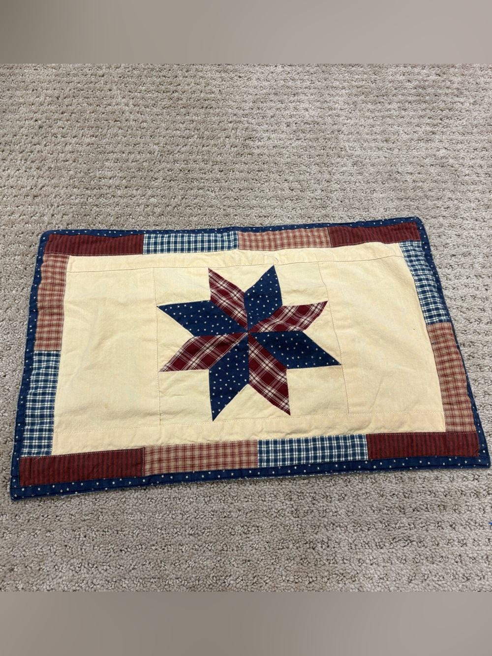 Patchwork Star Table Topper Great for Center- Vintage Farmhouse Style